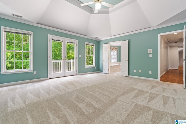 2100 Southwinds Cir, Hoover, AL 35244 - empty room featuring attic access, crown molding, ceiling fan, carpet, and baseboards