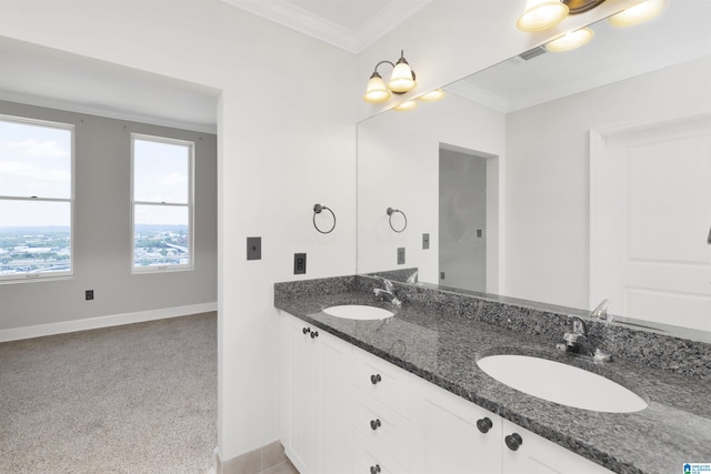 2024 2nd Ave N Unit 1703, Birmingham, AL 35203 - full bathroom with double vanity, baseboards, and ornamental molding