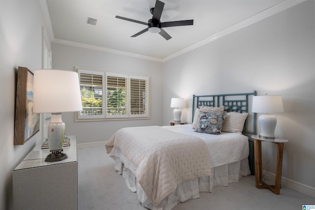2600 Arlington Ave Unit 80, Birmingham, AL 35205 - bedroom with ornamental molding, carpet flooring, baseboards, and a ceiling fan