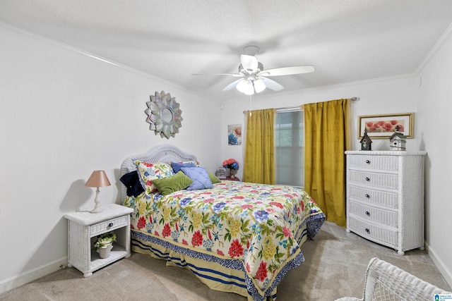 2837 Georgetown Dr Unit F, Hoover, AL 35216 - carpeted bedroom featuring ornamental molding, ceiling fan, baseboards, and a textured ceiling