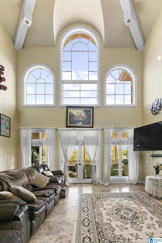 200 Asphodel Dr, Dothan, AL 36303 - living room with a towering ceiling, healthy amount of natural light, and french doors