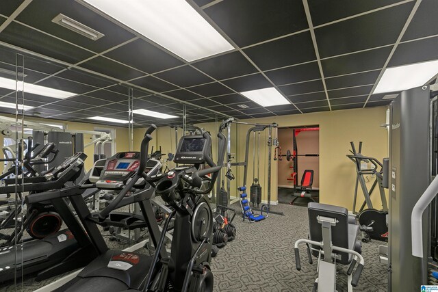200 Asphodel Dr, Dothan, AL 36303 - gym featuring a paneled ceiling and carpet
