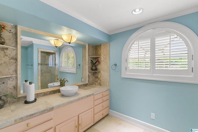200 Asphodel Dr, Dothan, AL 36303 - full bathroom with crown molding, vanity, and tiled shower