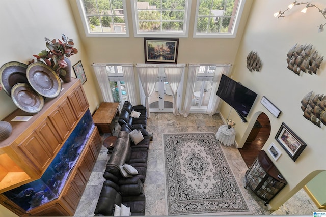200 Asphodel Dr, Dothan, AL 36303 - living room featuring a high ceiling and baseboards