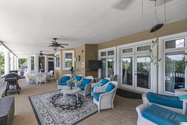 200 Asphodel Dr, Dothan, AL 36303 - view of patio with an outdoor hangout area, french doors, and ceiling fan