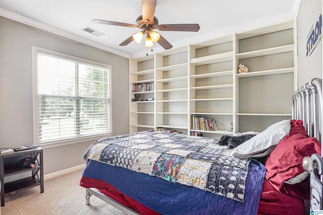 311 Hunter Hills Cir, Chelsea, AL 35043 - bedroom with carpet floors, ornamental molding, baseboards, and ceiling fan