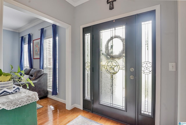 311 Hunter Hills Cir, Chelsea, AL 35043 - entryway with ornamental molding, wood finished floors, and baseboards