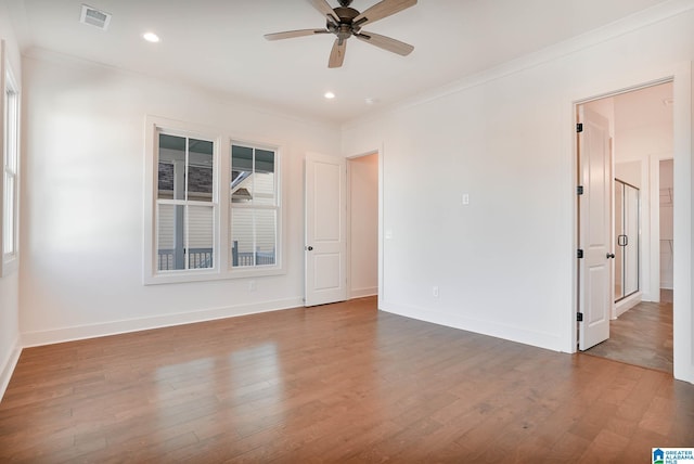 552 Village Green Way, Hoover, AL 35226 - spare room with ceiling fan, wood finished floors, crown molding, baseboards, and recessed lighting