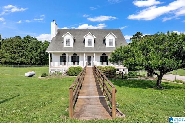 200 Shady Point Rd, Locust Fork, AL 35097 - new england style home with covered porch, a chimney, and a shingled roof