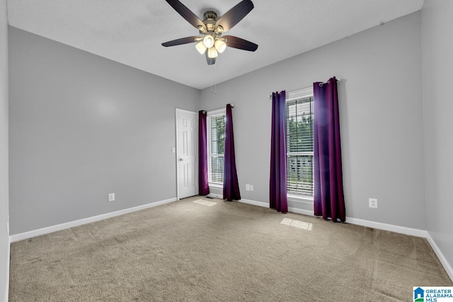 200 Shady Point Rd, Locust Fork, AL 35097 - carpeted spare room featuring a ceiling fan, baseboards, and a textured ceiling