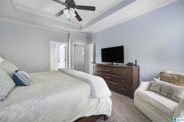 1037 Norman Way, Birmingham, AL 35242 - bedroom featuring carpet flooring, a raised ceiling, ornamental molding, and ceiling fan