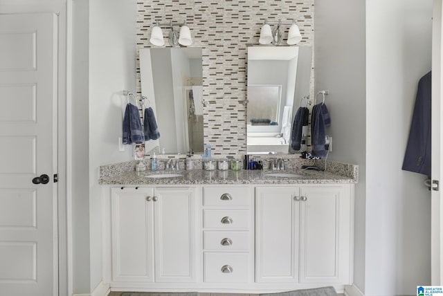 1037 Norman Way, Birmingham, AL 35242 - bathroom featuring double vanity and a stall shower