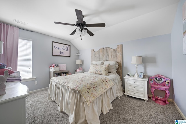 1037 Norman Way, Birmingham, AL 35242 - bedroom featuring carpet floors, baseboards, vaulted ceiling, and ceiling fan
