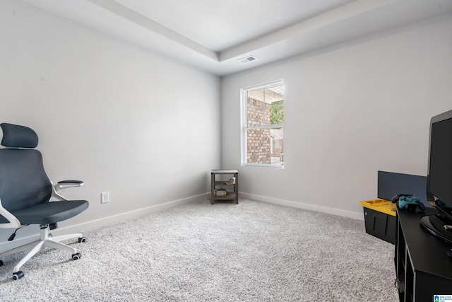 119 Polo Downs, Chelsea, AL 35043 - carpeted home office with baseboards and a tray ceiling