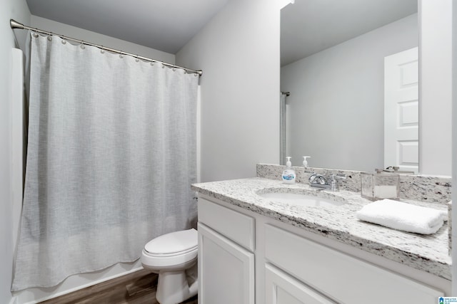 119 Polo Downs, Chelsea, AL 35043 - bathroom with vanity, wood finished floors, toilet, and shower / bath combination with curtain