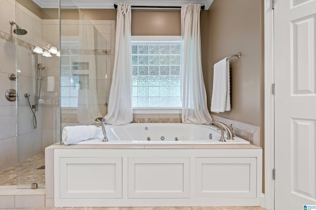 5265 Lake Crest Cir, Hoover, AL 35226 - full bathroom featuring a shower stall, a whirlpool tub, and plenty of natural light