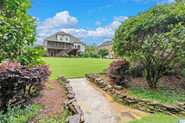 5265 Lake Crest Cir, Hoover, AL 35226 - view of grassy yard featuring stairway