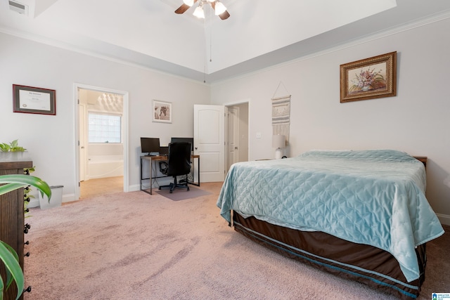 3096 Hidden Forest Cv, Montevallo, AL 35115 - bedroom featuring carpet floors, baseboards, a desk, connected bathroom, and ceiling fan