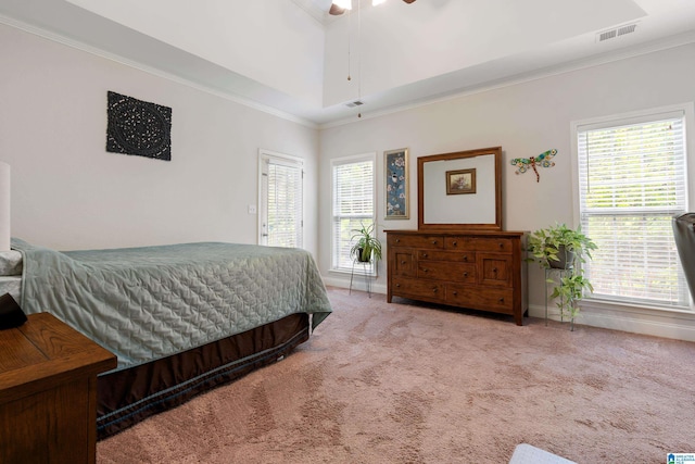 3096 Hidden Forest Cv, Montevallo, AL 35115 - carpeted bedroom featuring ornamental molding, a ceiling fan, and baseboards