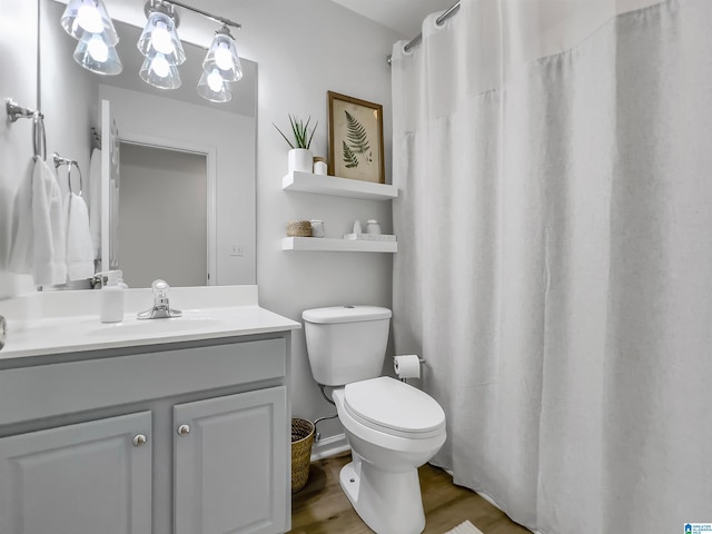 156 Brook Highland Cv, Birmingham, AL 35242 - full bath with vanity, toilet, wood finished floors, and curtained shower