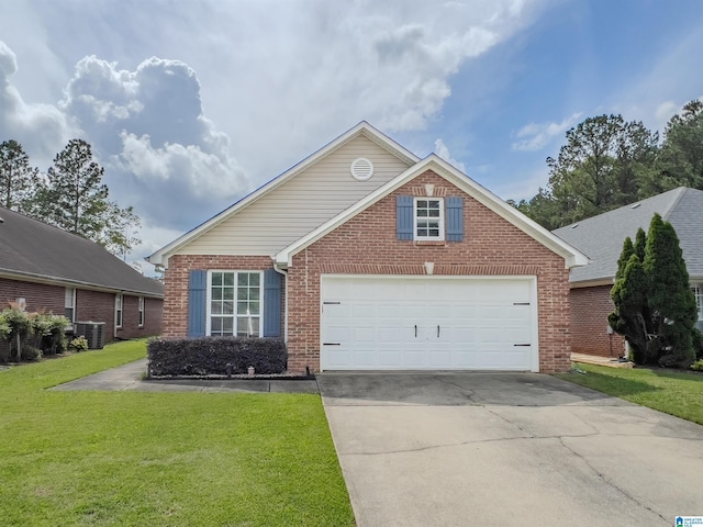 156 Brook Highland Cv, Birmingham, AL 35242 - traditional-style house featuring brick siding, a front lawn, driveway, a garage, and central AC unit