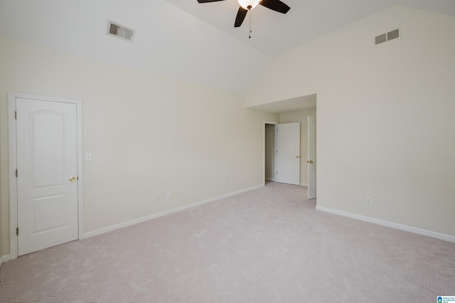 822 Boulder Ridge Cir, Hoover, AL 35244 - spare room featuring vaulted ceiling, ceiling fan, light colored carpet, and baseboards