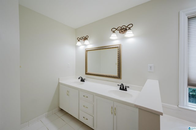 822 Boulder Ridge Cir, Hoover, AL 35244 - full bath with double vanity, tile patterned floors, and baseboards