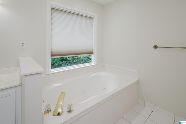 822 Boulder Ridge Cir, Hoover, AL 35244 - full bathroom featuring a jetted tub, tile patterned floors, and vanity