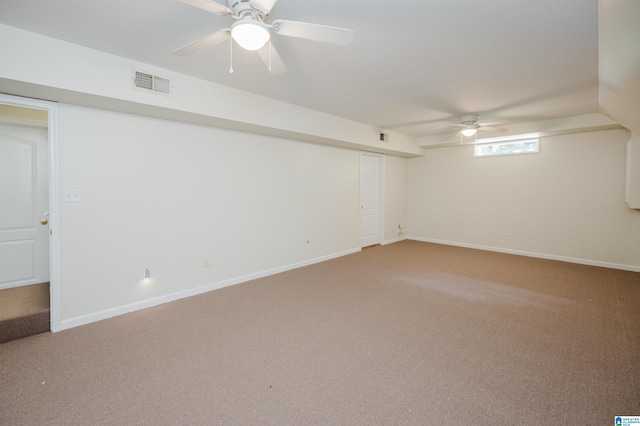 822 Boulder Ridge Cir, Hoover, AL 35244 - basement with carpet, a ceiling fan, and baseboards