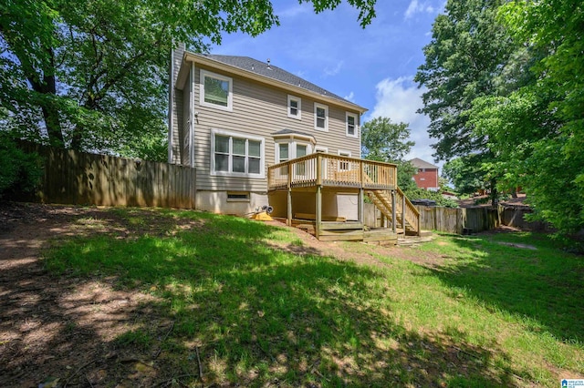 822 Boulder Ridge Cir, Hoover, AL 35244 - back of house with stairs, a chimney, and a wooden deck