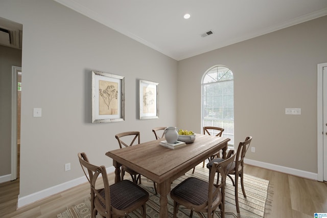 2019 Russet Meadows Ct, Helena, AL 35244 - dining space featuring light wood finished floors, crown molding, baseboards, and recessed lighting
