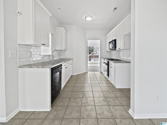 450 Bentmoor Way, Helena, AL 35080 - kitchen with black appliances, a sink, tasteful backsplash, and white cabinets
