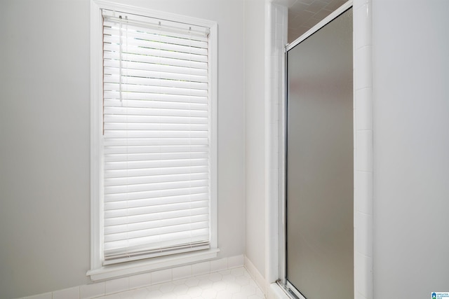 100 Redwood Dr, Trussville, AL 35173 - bathroom featuring a shower stall, healthy amount of natural light, and tile patterned flooring