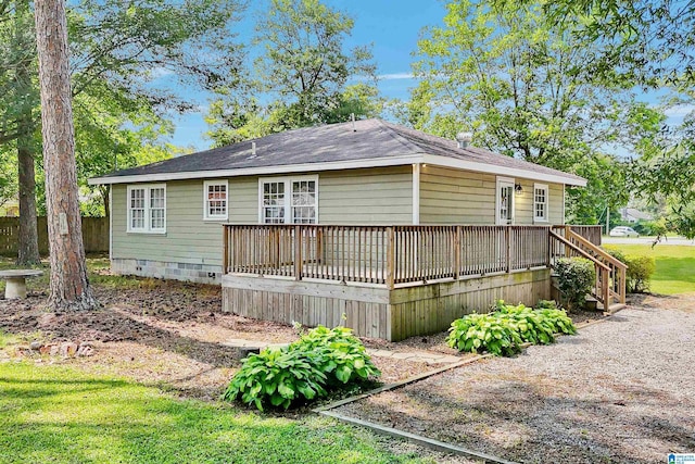 1693 4th Ave N, Clanton, AL 35045 - rear view of house featuring crawl space and a wooden deck
