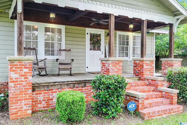 1693 4th Ave N, Clanton, AL 35045 - view of exterior entry with covered porch and a ceiling fan