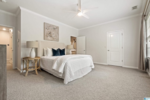 1033 Inverness Cove Way, Hoover, AL 35242 - carpeted bedroom featuring crown molding, baseboards, and ceiling fan