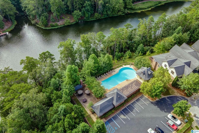 1033 Inverness Cove Way, Hoover, AL 35242 - drone / aerial view of a large body of water and a pool area