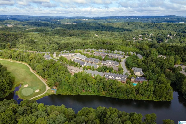 1033 Inverness Cove Way, Hoover, AL 35242 - aerial view of property and surrounding area with a forest, a nearby body of water, a local golf course, and nearby suburban area