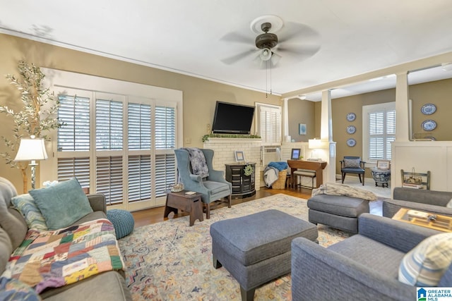 102 E Crest Rd, Hueytown, AL 35023 - living room with ceiling fan and wood finished floors