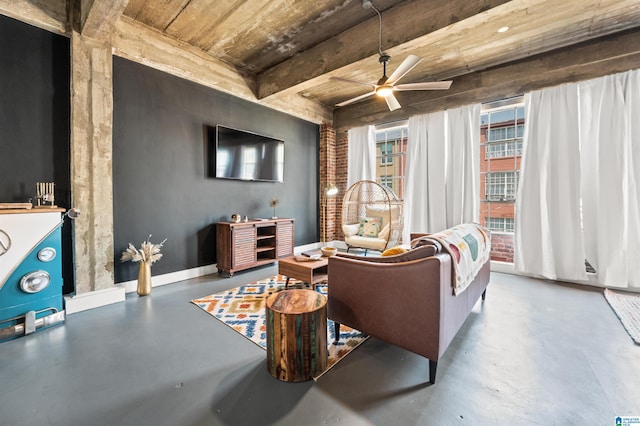2327 Morris Ave Unit 3B, Birmingham, AL 35203 - living room with concrete flooring and ceiling fan