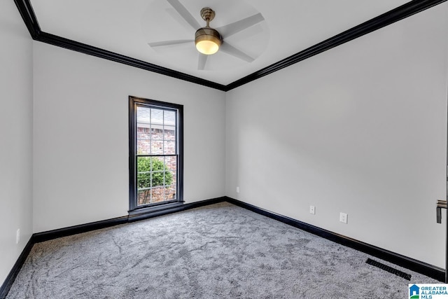 1700 Leisure Ln NW, Cullman, AL 35055 - carpeted empty room with crown molding, baseboards, and a ceiling fan