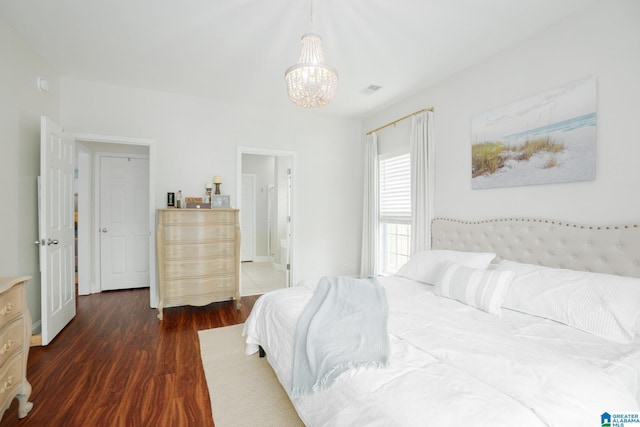 2014 Madison Cir, Chelsea, AL 35043 - bedroom with wood finished floors, a chandelier, and baseboards