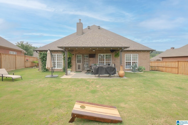 2014 Madison Cir, Chelsea, AL 35043 - rear view of house with a chimney, a patio area, brick siding, and a shingled roof