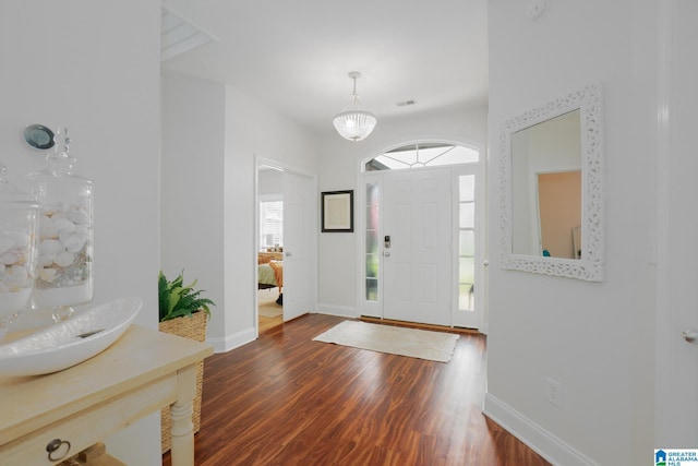 2014 Madison Cir, Chelsea, AL 35043 - foyer featuring dark wood-style flooring and baseboards