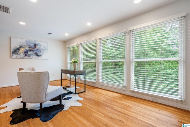 1355 Starcross Dr, Vestavia Hills, AL 35216 - home office with plenty of natural light, light wood-style flooring, recessed lighting, and baseboards