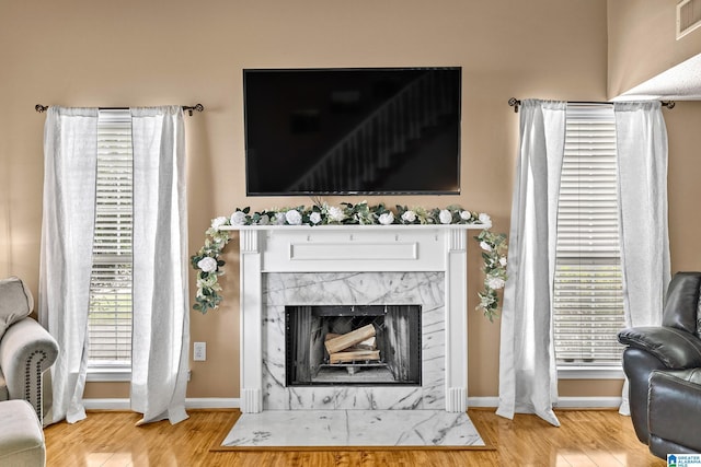 246 Park Place Way, Alabaster, AL 35007 - detailed view of wood finished floors, a premium fireplace, and baseboards