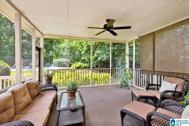 1222 Eagle Park Rd, Birmingham, AL 35242 - sunroom featuring a ceiling fan, outdoor lounge area, and healthy amount of natural light