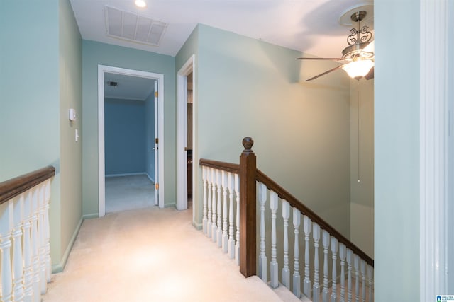 3504 William And Mary Rd, Hoover, AL 35216 - hallway with an upstairs landing, carpet, and baseboards