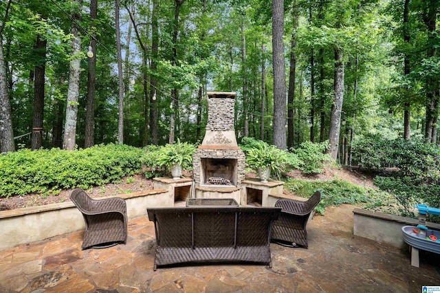 208 Maple Trce, Hoover, AL 35244 - view of patio with an outdoor living space with a fireplace