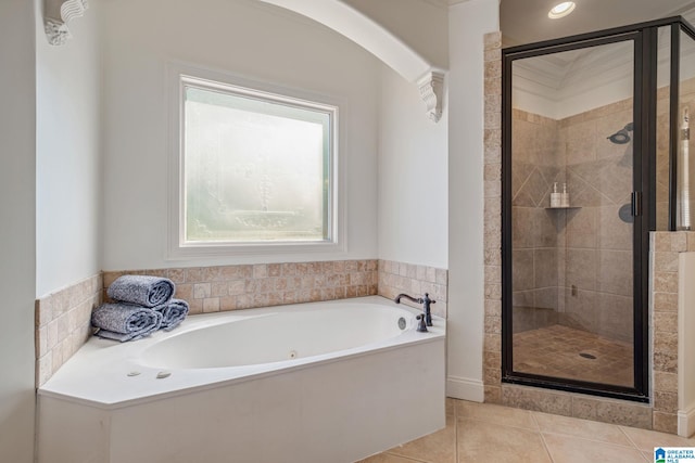 386 N Lake Rd, Birmingham, AL 35242 - full bath featuring a garden tub, a shower stall, and tile patterned flooring